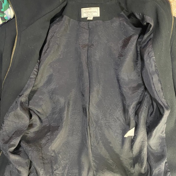 Vintage 90s Henri Bendel Wool Jacket Front Zip Up Collared Black Womens 10 - Picture 10 of 10